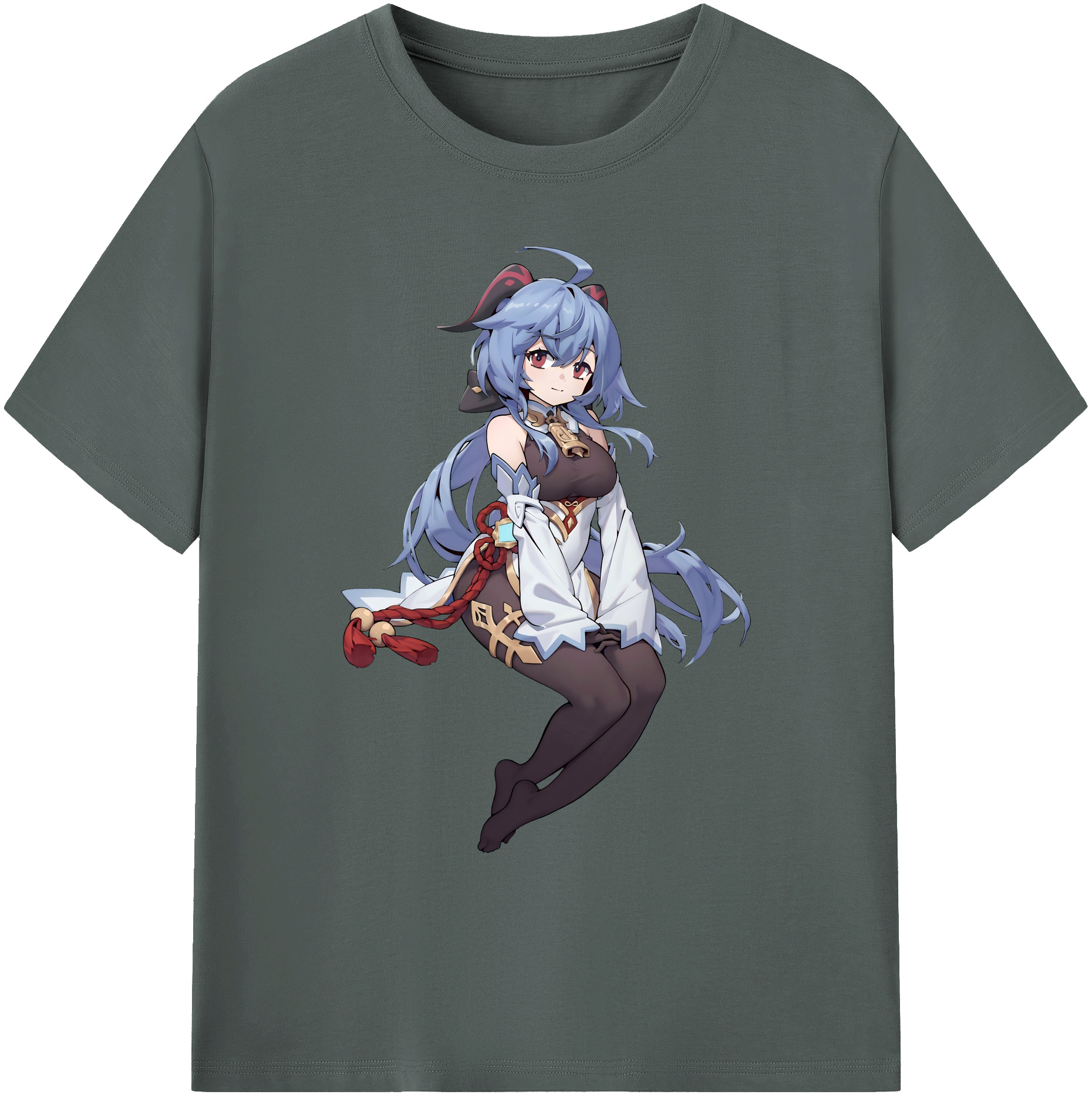 げんし神 甘雨 かんう genshin Ganyu 綿100％ メンズ半袖Tシャツ｜肌触りやわらか＆通気性